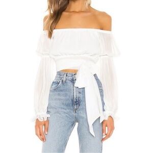 MAJORELLE Sydney White Off-Shoulder Top